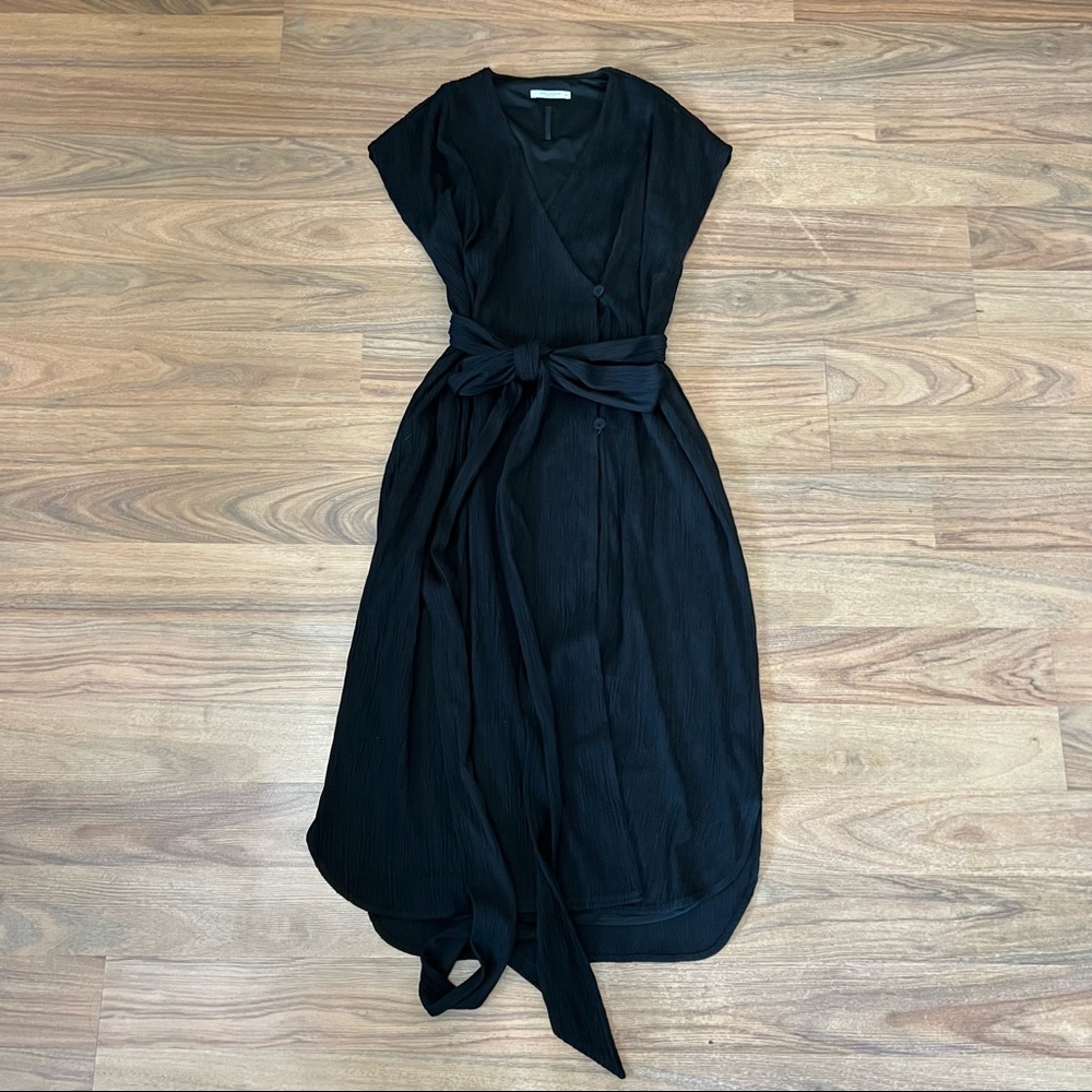 MM Lafleur Black Midi Wrap Belted Dress Women’s 6